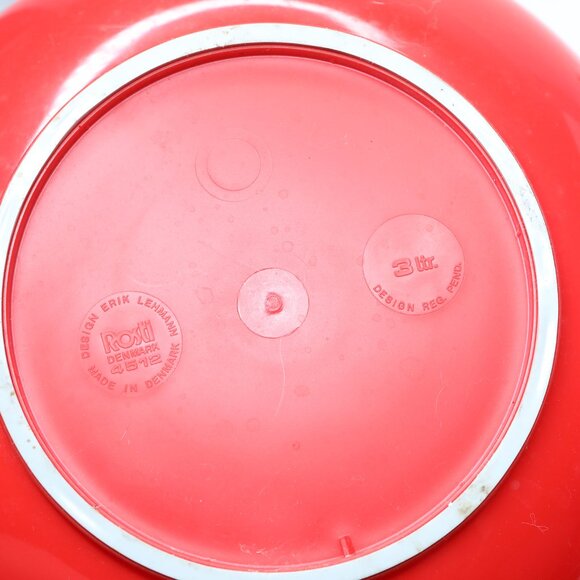 Vintage Rosti Denmark Red Mixing Bowls Set of 3 Lightweight 1980s Erik Lehmann - Picture 12 of 14